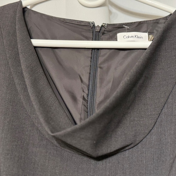 CALVIN KLEIN GRAY WOVEN CAP SLEEVE BELTED DRESS SIZE 12 w/ ORIGINAL TAGS - Picture 12 of 14